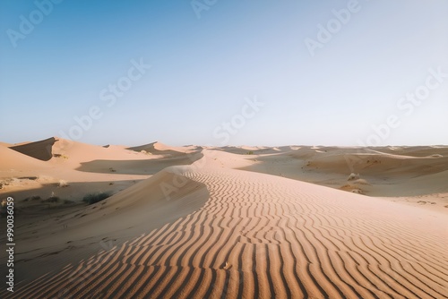 Endless Sand Dunes Under a Vast Blue Sky photo