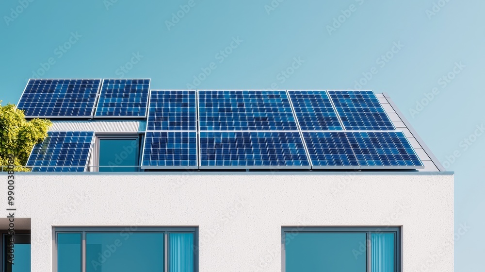 Fototapeta premium Modern Sustainable Building with Solar Panels Representing Environment Social Governance (ESG) Concept