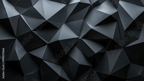 Abstract 3D black diamond texture with a smooth dark background, perfect for a sleek and modern design.