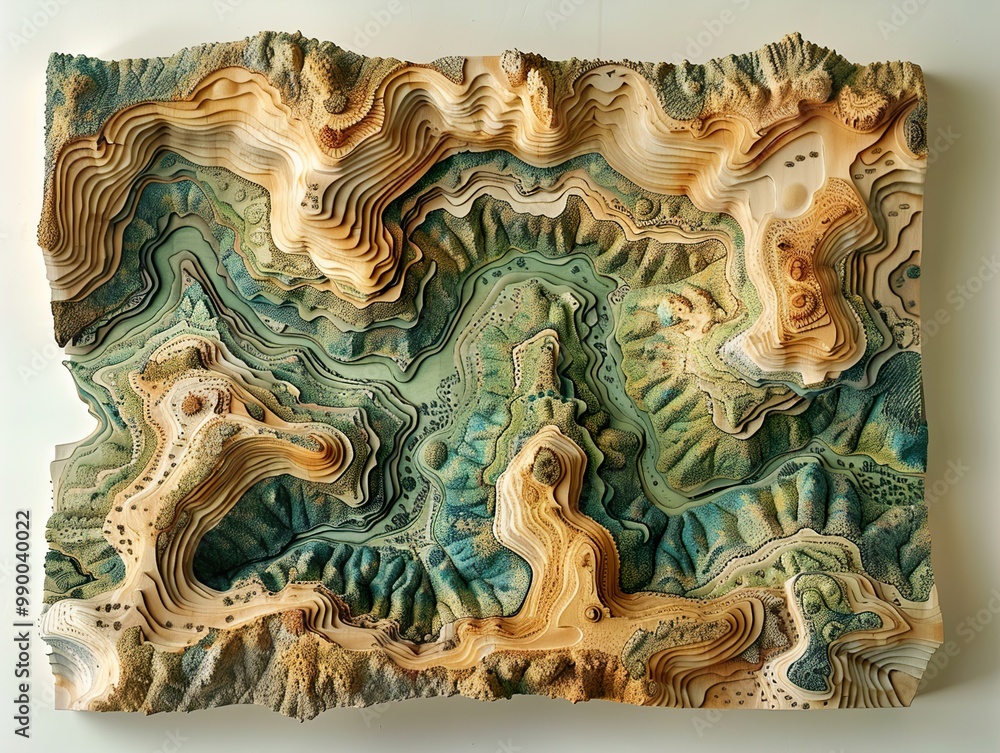 Obraz premium Layered Wood Landscape Sculpture: A Contemporary Art Piece