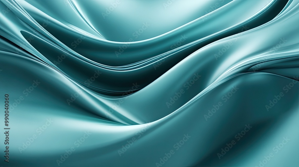 Obraz premium Abstract 3D teal wave background with smooth, flowing motion, ideal for modern graphic design. --ar 16:9