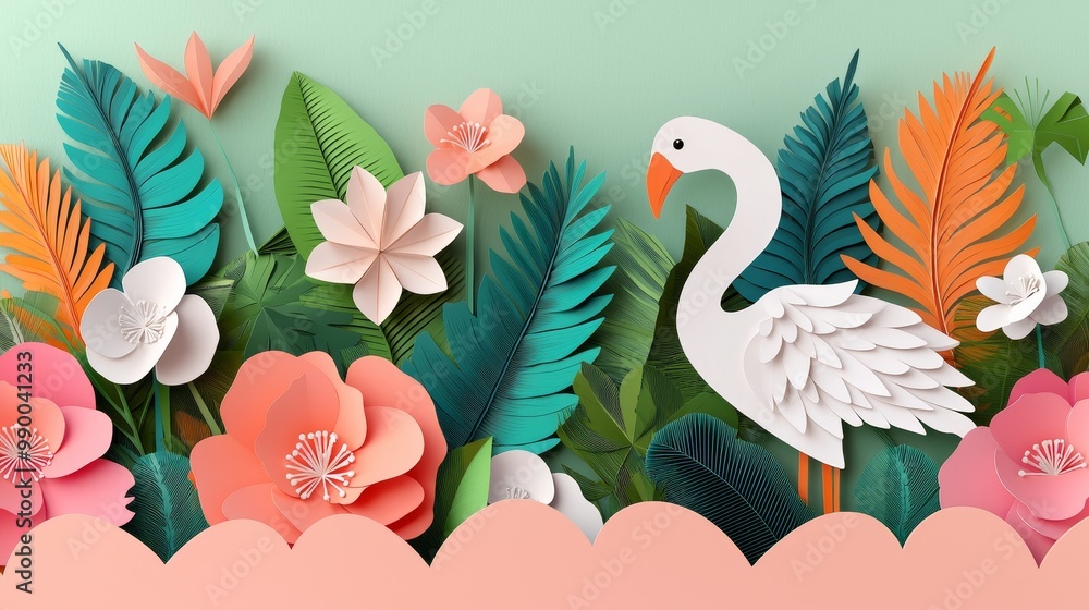 Sustainable ESG Concept with Vibrant Paper Cutting Art Featuring Nature and Wildlife Elements Sustainable ESG Concept with Vibrant Paper Cutting Art Featuring Nature and Wildlife Elements