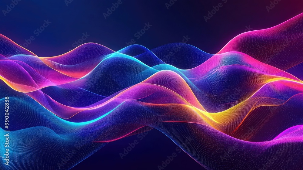 Abstract neon waves in vibrant colors flowing across a dark background, creating a futuristic, glowing design. Abstract neon waves in vibrant colors flowing across a dark background, creating a futuristic, glowing design.