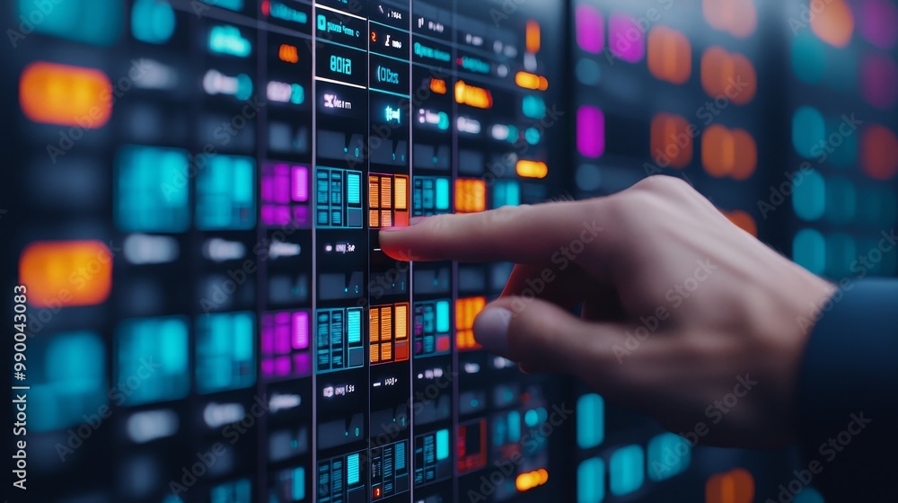 Hand Interacting with Smart Home Control Panel Displaying Colorful Interface for Modern Technology Home Automation Hand Interacting with Smart Home Control Panel Displaying Colorful Interface for Modern Technology Home Automation