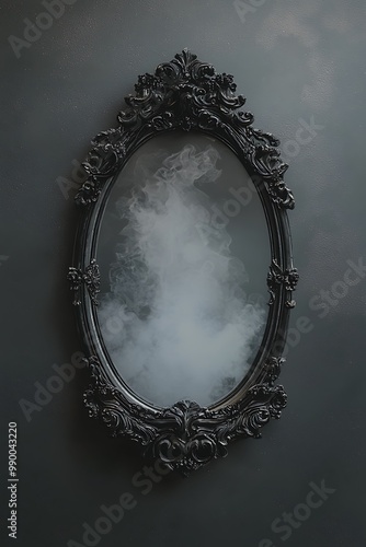 Transparent background hosting a ghostly mirror reflection, AI-rendered.
