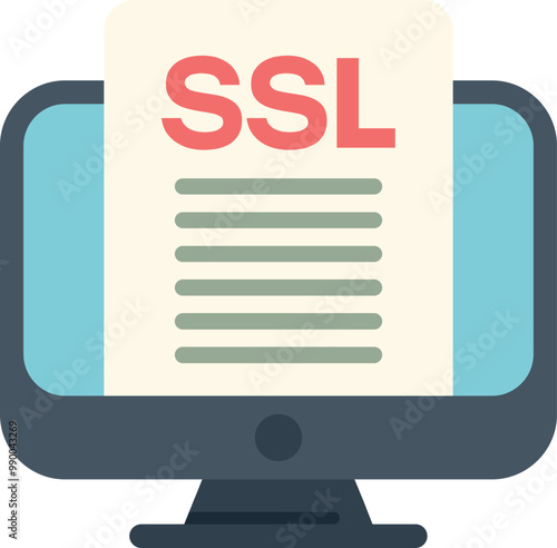 Computer displaying an ssl certificate, ensuring secure communication and data encryption