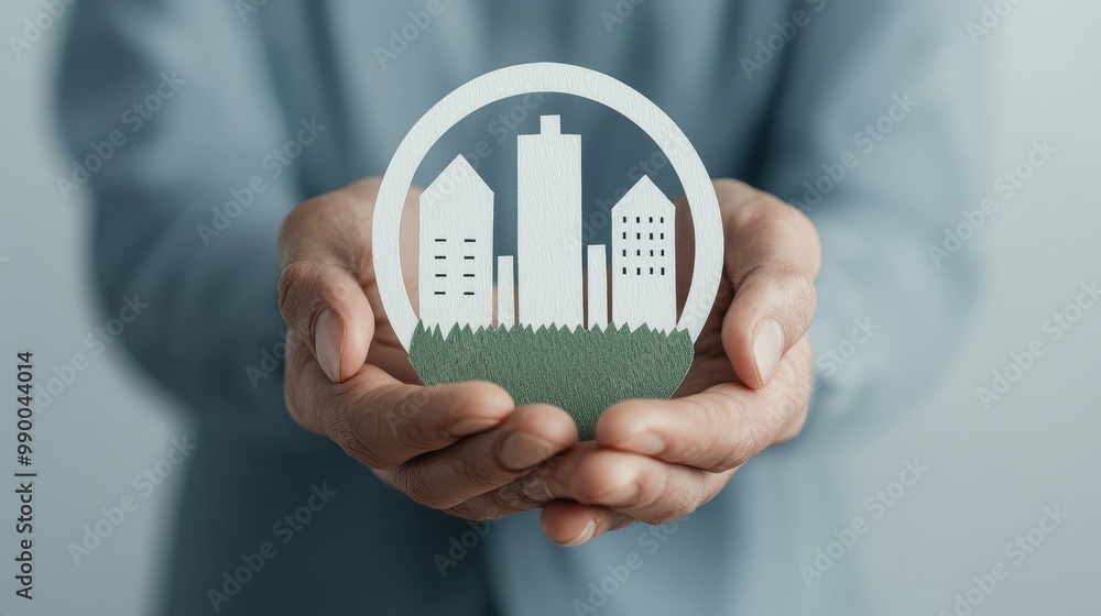 Sustainable ESG Concept with Paper Cutting Art Depicting Eco-Friendly Urban Development and Green Buildings Sustainable ESG Concept with Paper Cutting Art Depicting Eco-Friendly Urban Development and Green Buildings