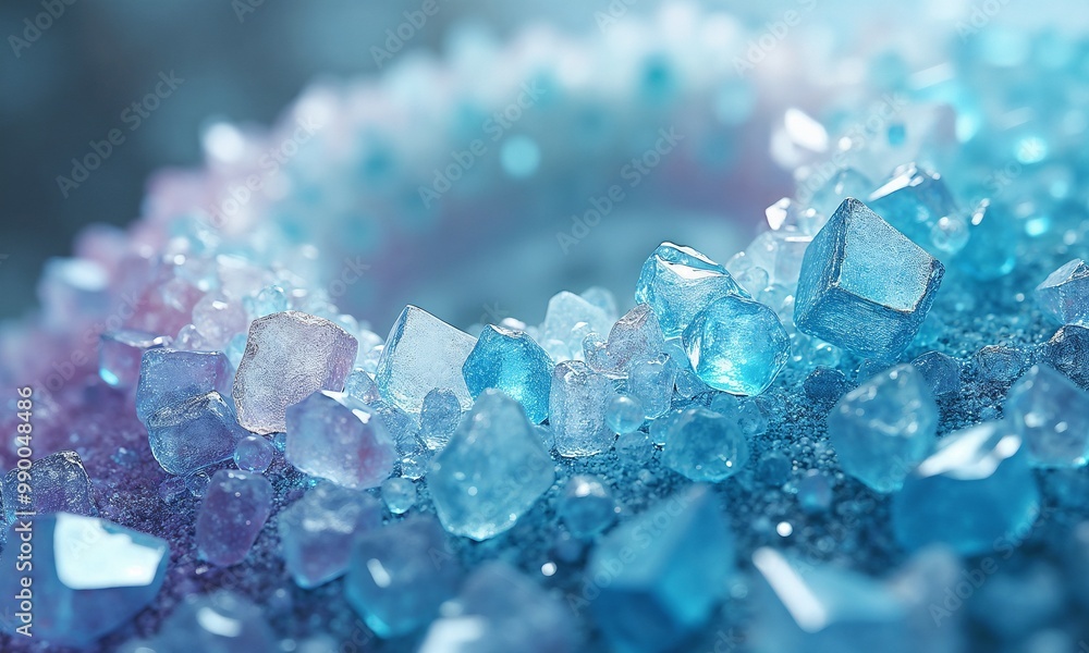Close-up of colorful crystal gemstones in shades of blue and pink, shimmering surface for creative design, crushed glass texture Close-up of colorful crystal gemstones in shades of blue and pink, shimmering surface for creative design, crushed glass texture