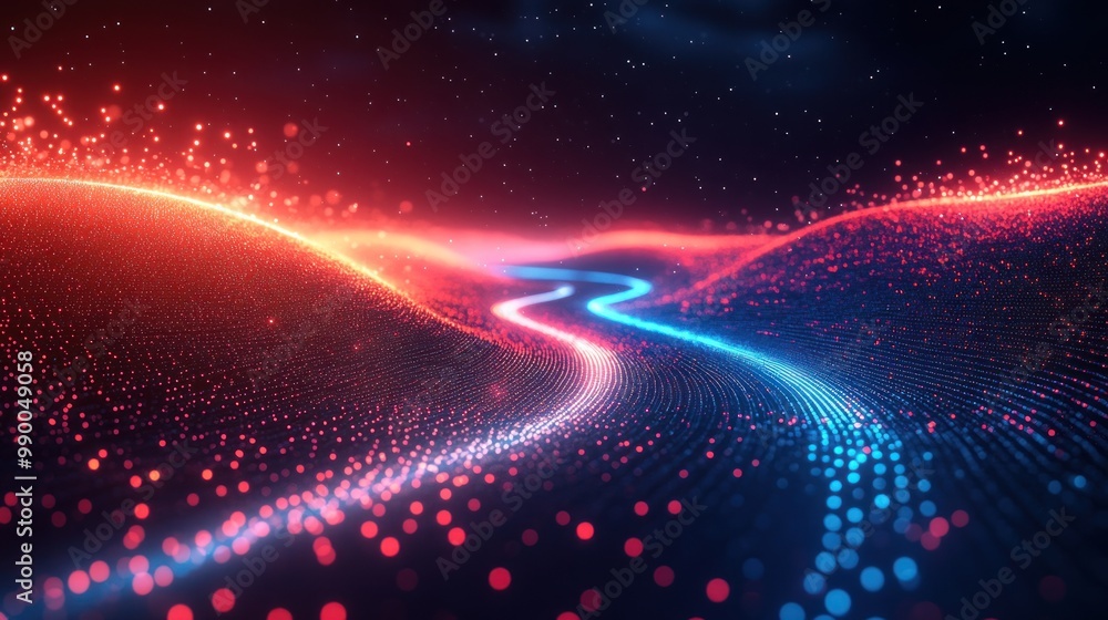 Abstract Digital Art with Red and Blue Light Trails Abstract Digital Art with Red and Blue Light Trails