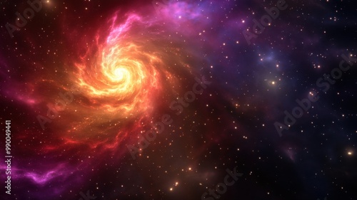 Glowing Fractal Spiral in a Starry Universe