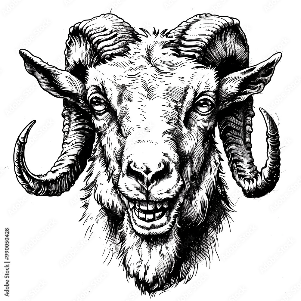 Fototapeta premium goat head silhouette on white background 