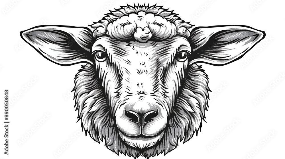 head of a sheep on white head of a sheep on white