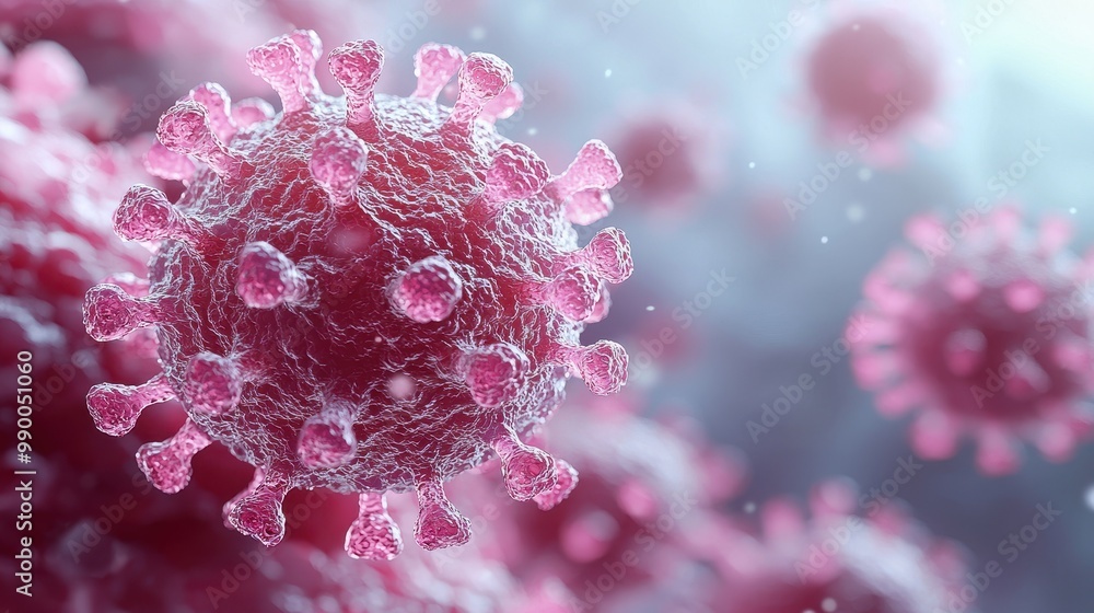 D Render of Virus Cell Closeup Pink Scientific Illustration D Render of Virus Cell Closeup Pink Scientific Illustration