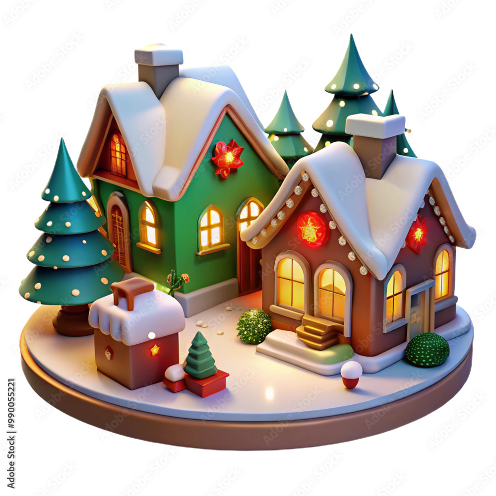 Christmas Village 3d cartoon style illustration Christmas Village 3d cartoon style illustration