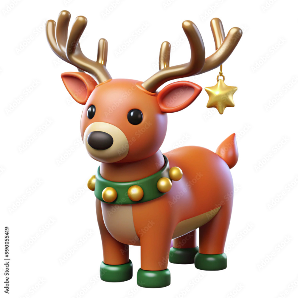 Reindeer Decorations 3d cartoon style illustration Reindeer Decorations 3d cartoon style illustration