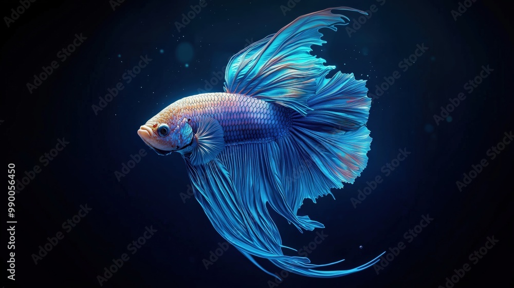 Abstract illustration of an elegant fish on a dark background Abstract illustration of an elegant fish on a dark background