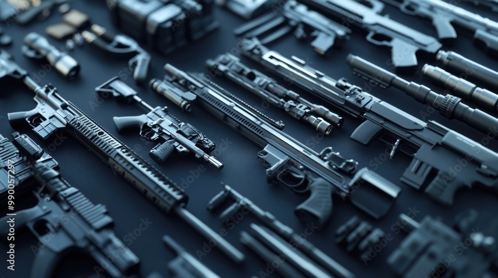 Fototapeta premium Non-conventional weapons production, focused on developing unique and specialized weapons for modern military needs.