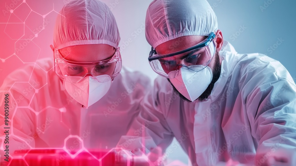 Innovative Scientists in Protective Gear Analyzing Data for Sustainable Environmental Solutions Innovative Scientists in Protective Gear Analyzing Data for Sustainable Environmental Solutions