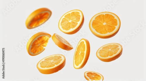 Orange floating in mid-air isolated on a white background photo