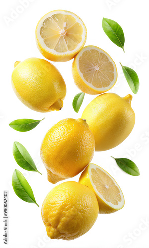 Wallpaper Mural Flying lemons on isolate white background Torontodigital.ca