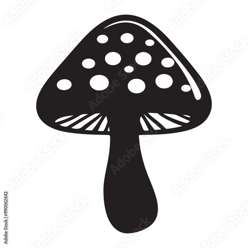 Mushroom Icon silhouette vector on white background, doodle style, Isolated 2d vector illustration in logo, icon, sketch style