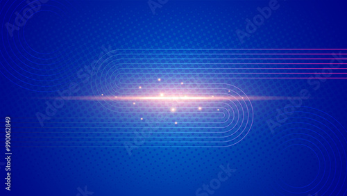 Abstract glowing circle lines on dark blue background. Geometric stripe line art design. Modern shiny blue lines. Futuristic technology concept. Suit for poster, cover, banner, brochure, website