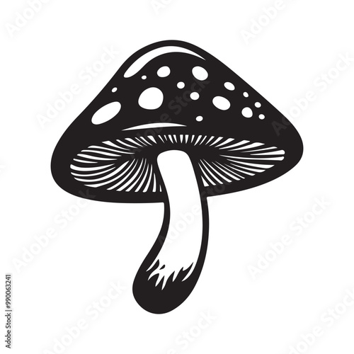 Mushroom Icon silhouette vector on white background, doodle style, Isolated 2d vector illustration in logo, icon, sketch style