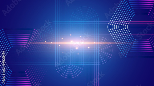 Abstract glowing circle lines on dark blue background. Geometric stripe line art design. Modern shiny blue lines. Futuristic technology concept. Suit for poster, cover, banner, brochure, website
