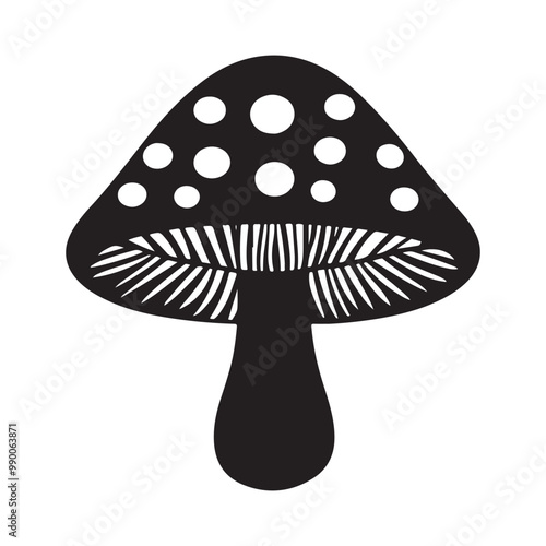 Mushroom Icon silhouette vector on white background, doodle style, Isolated 2d vector illustration in logo, icon, sketch style