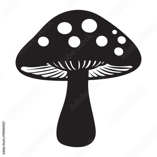 Mushroom Icon silhouette vector on white background, doodle style, Isolated 2d vector illustration in logo, icon, sketch style