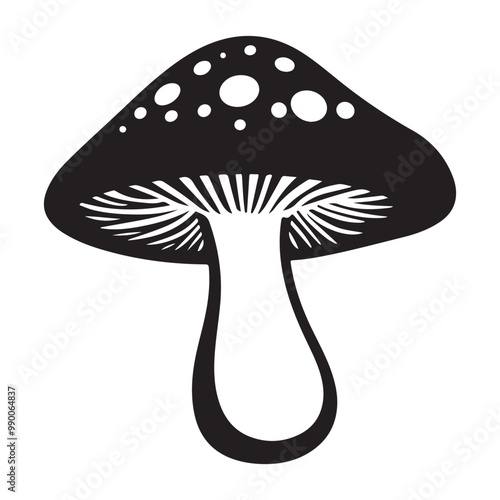 Mushroom Icon silhouette vector on white background, doodle style, Isolated 2d vector illustration in logo, icon, sketch style