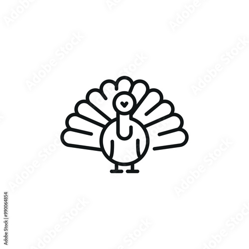 Turkey icon. A minimalistic depiction of a turkey, recognized as a symbol of Thanksgiving and the agricultural industry. Ideal for content about farming, holiday celebrations. Vector illustration 