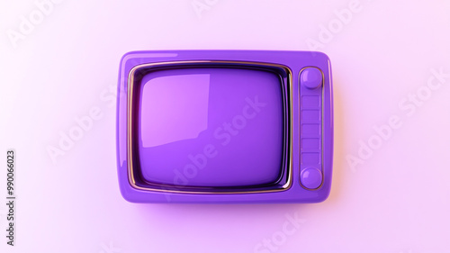 A retro purple television with a sleek design against a pastel background