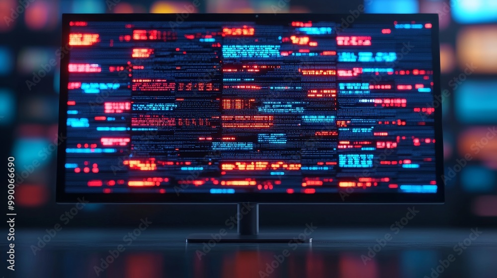 Fototapeta premium Modern Smart Home Technology Display with Colorful Data Streams on a High-Resolution Screen