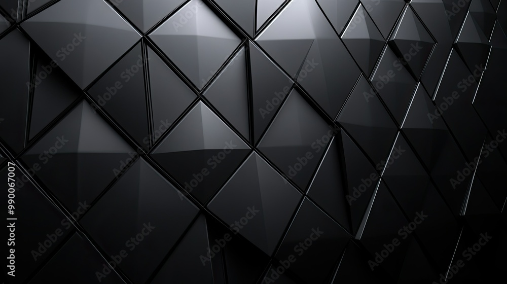 Elegant 3D black diamond texture forming a sleek abstract wallpaper on a dark background. Elegant 3D black diamond texture forming a sleek abstract wallpaper on a dark background.