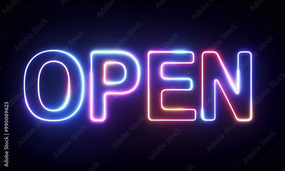 Glowing neon sign video features the word Glowing neon sign video features the word