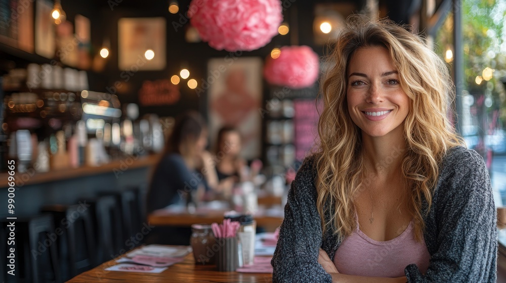 Smiling Woman in a Cafe Smiling Woman in a Cafe
