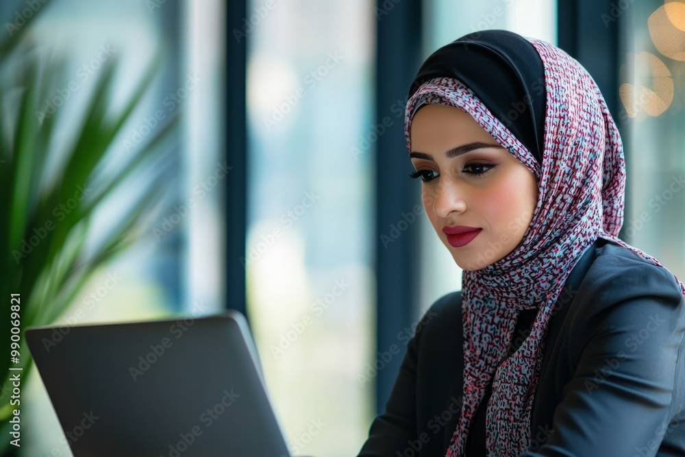 A Muslim Business Partner Analyzes Sales Data To Identify Trends. They Plan Strategies To Improve Performance Based, Generative AI A Muslim Business Partner Analyzes Sales Data To Identify Trends. They Plan Strategies To Improve Performance Based, Generative AI