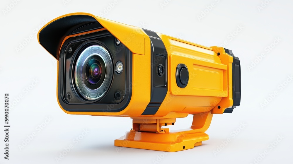 CCTV camera, camera pointing to the ground, camera facing the ground at an angle. 3D model, white background, high quality. CCTV camera, camera pointing to the ground, camera facing the ground at an angle. 3D model, white background, high quality.