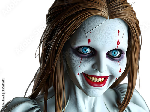 horror character, red llp with blue eye, Halloween concept, png, Transparent Background photo