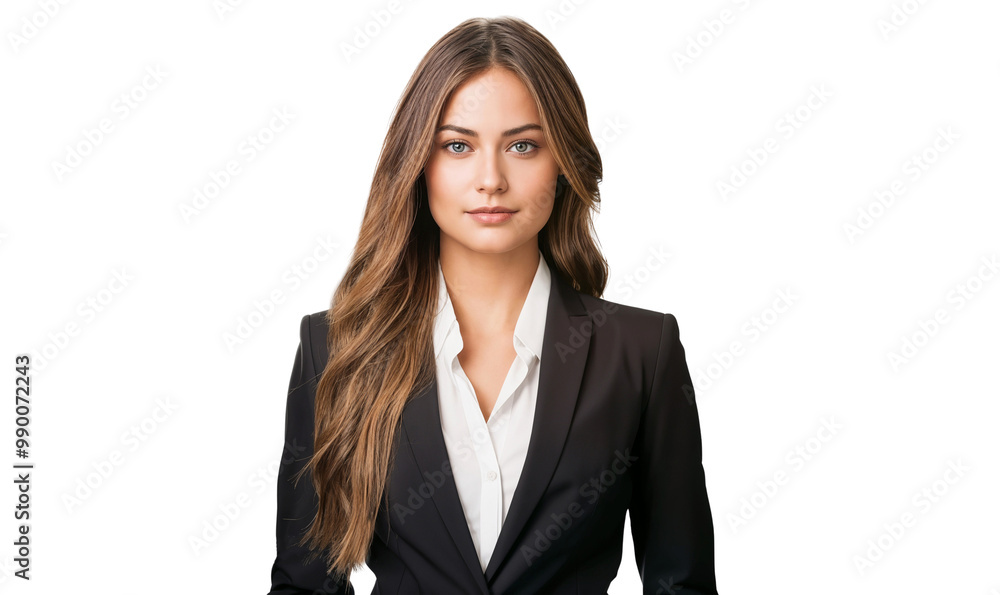 Portrait of a beautiful, smiling businesswoman with long blonde hair in a suit, professional headshot on transparent background Portrait of a beautiful, smiling businesswoman with long blonde hair in a suit, professional headshot on transparent background