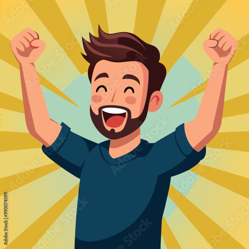 Excited Cartoon Man Vector: Dynamic Character Illustration for Fun Designs.