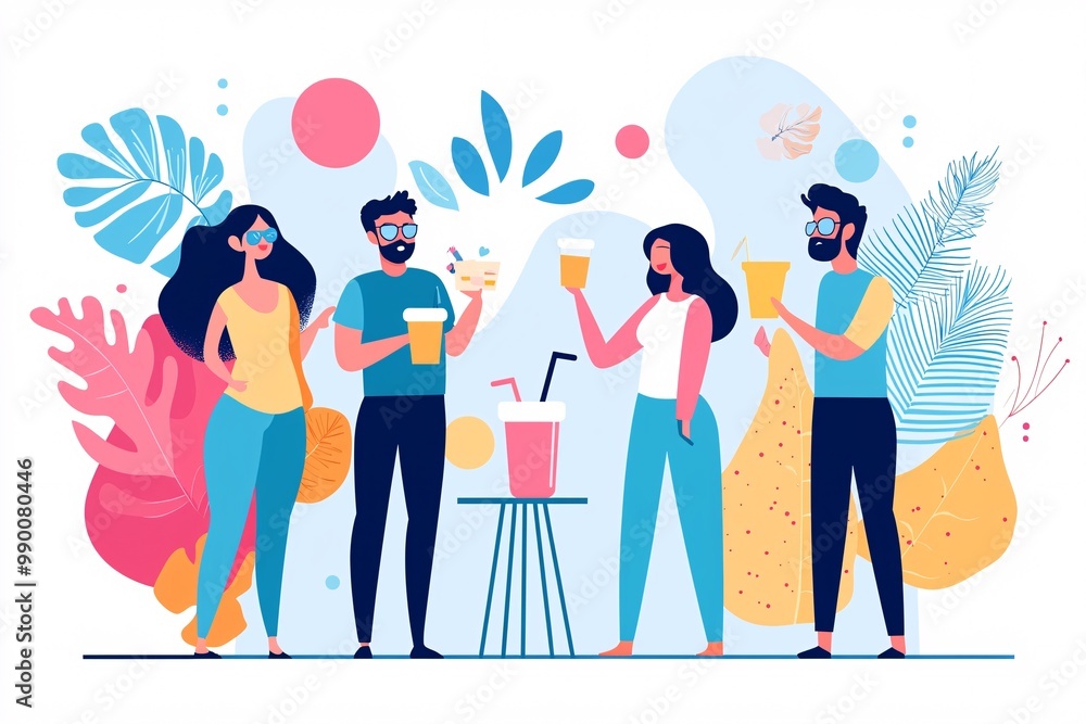 Flat illustration of people at a music festival. Flat illustration of people at a music festival.