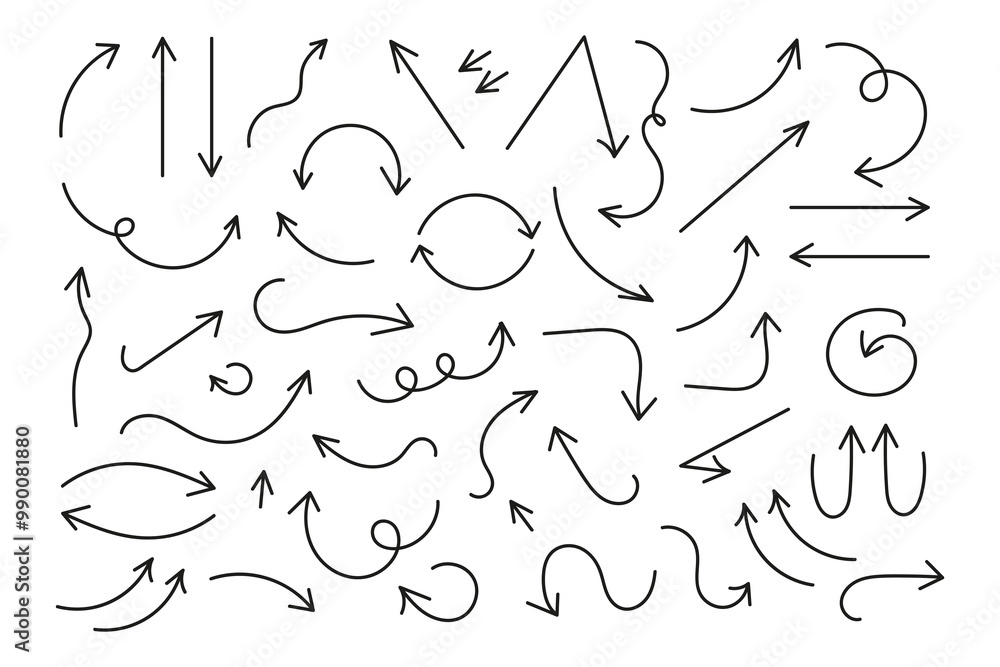 Set of hand drawn arrows on isolated background. Vector design elements.
Set of hand drawn arrows on isolated background. Vector design elements.