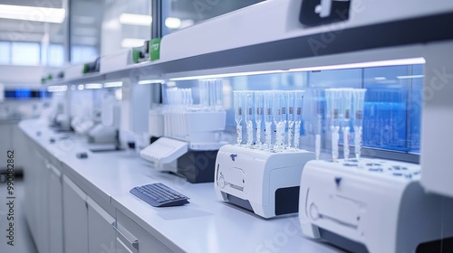 Wallpaper Mural Modern lab equipment processing multiple samples, representing innovation in precision diagnostics. Torontodigital.ca