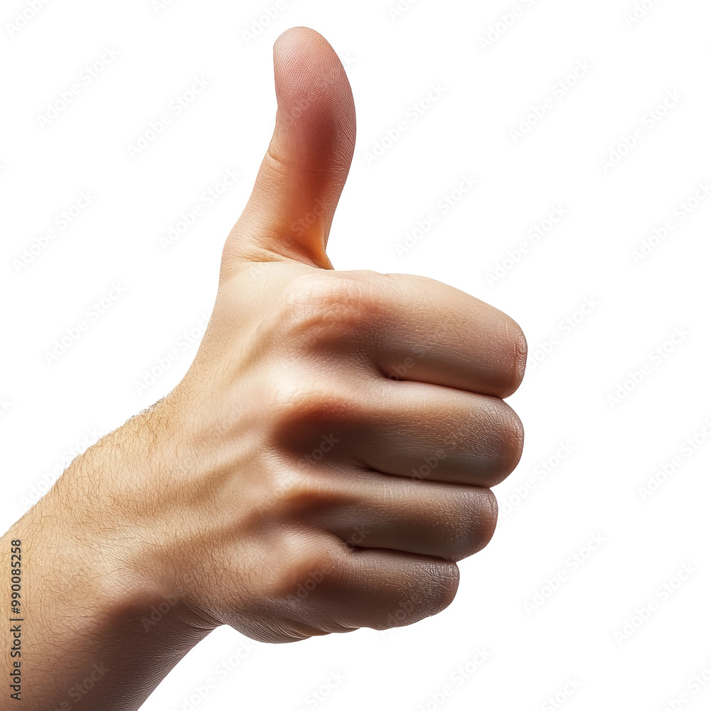 Hand gesture of approval with thumbs up sign Hand gesture of approval with thumbs up sign