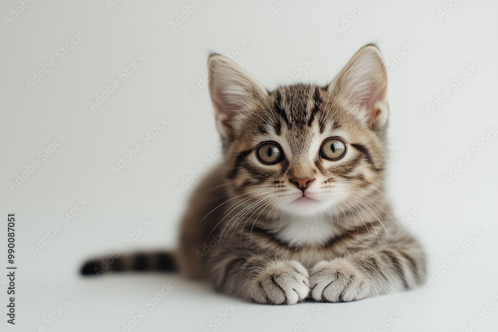 Tabby Kitten Sitting
A tabby kitten with striped fur sitting and looking attentively Tabby Kitten Sitting
A tabby kitten with striped fur sitting and looking attentively