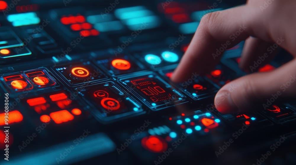 Obraz premium Futuristic Control Panel with Glowing Interface