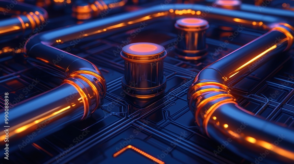 Futuristic Technology Pipes and Neon Lights Futuristic Technology Pipes and Neon Lights