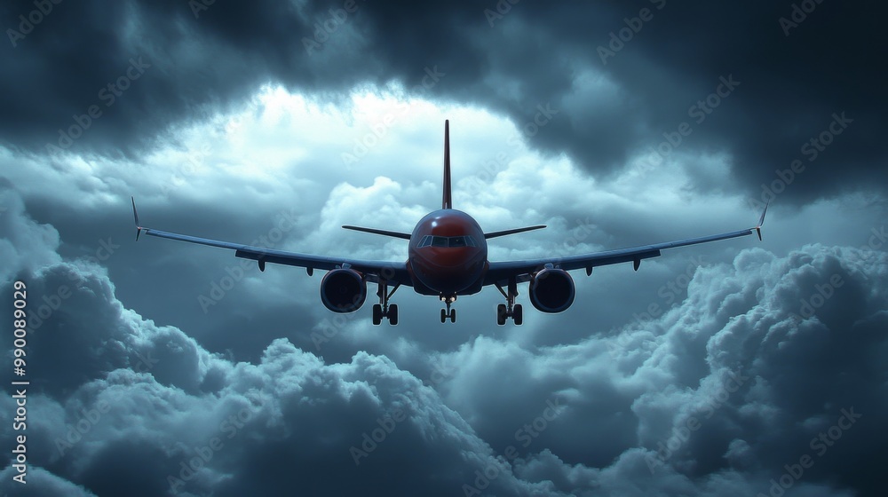 Airplane flying above clouds sky is center image A plane Airplane flying above clouds sky is center image A plane